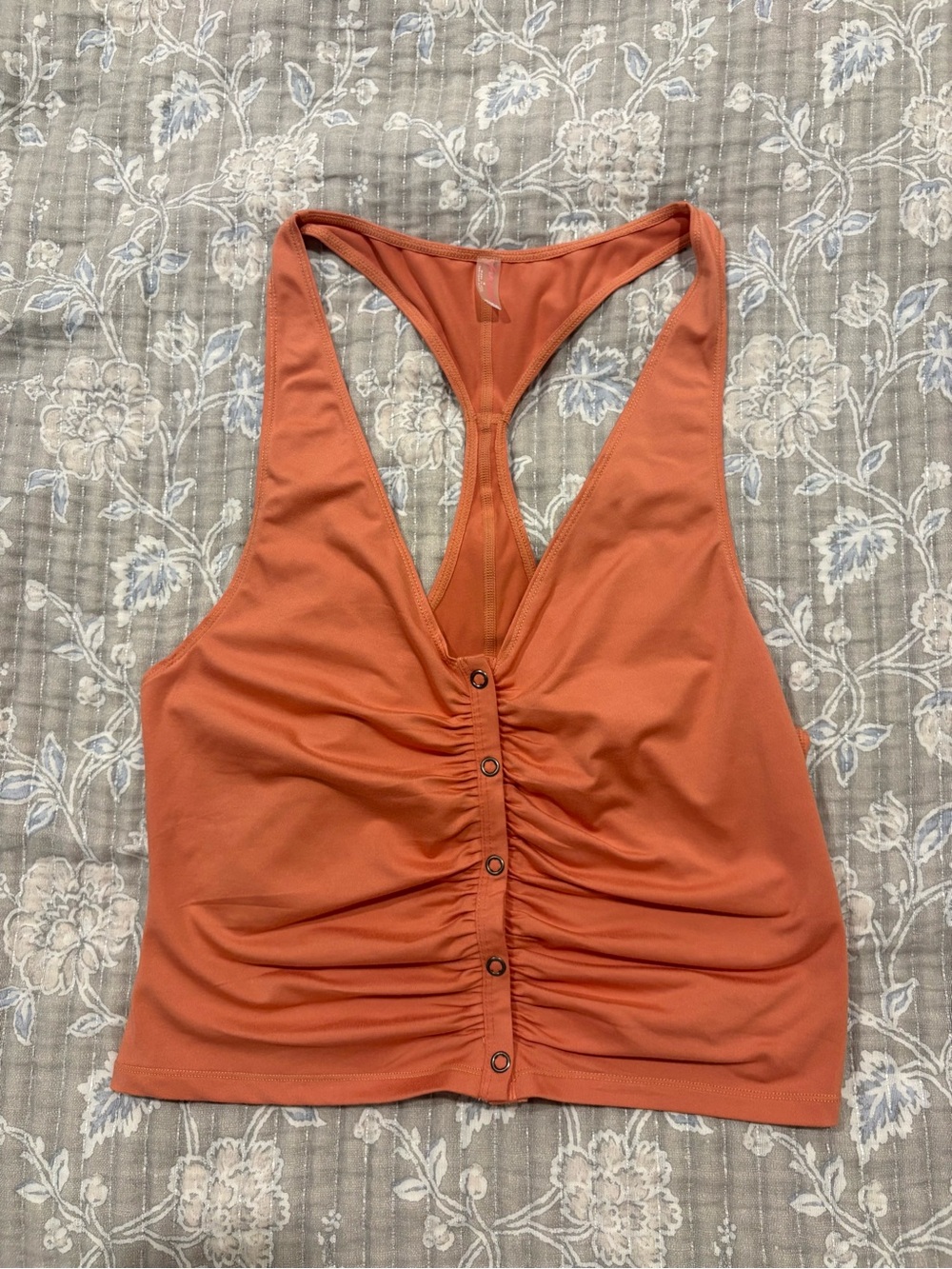 FP Movement by Free People Terracotta Racerback Ruched Button Tank